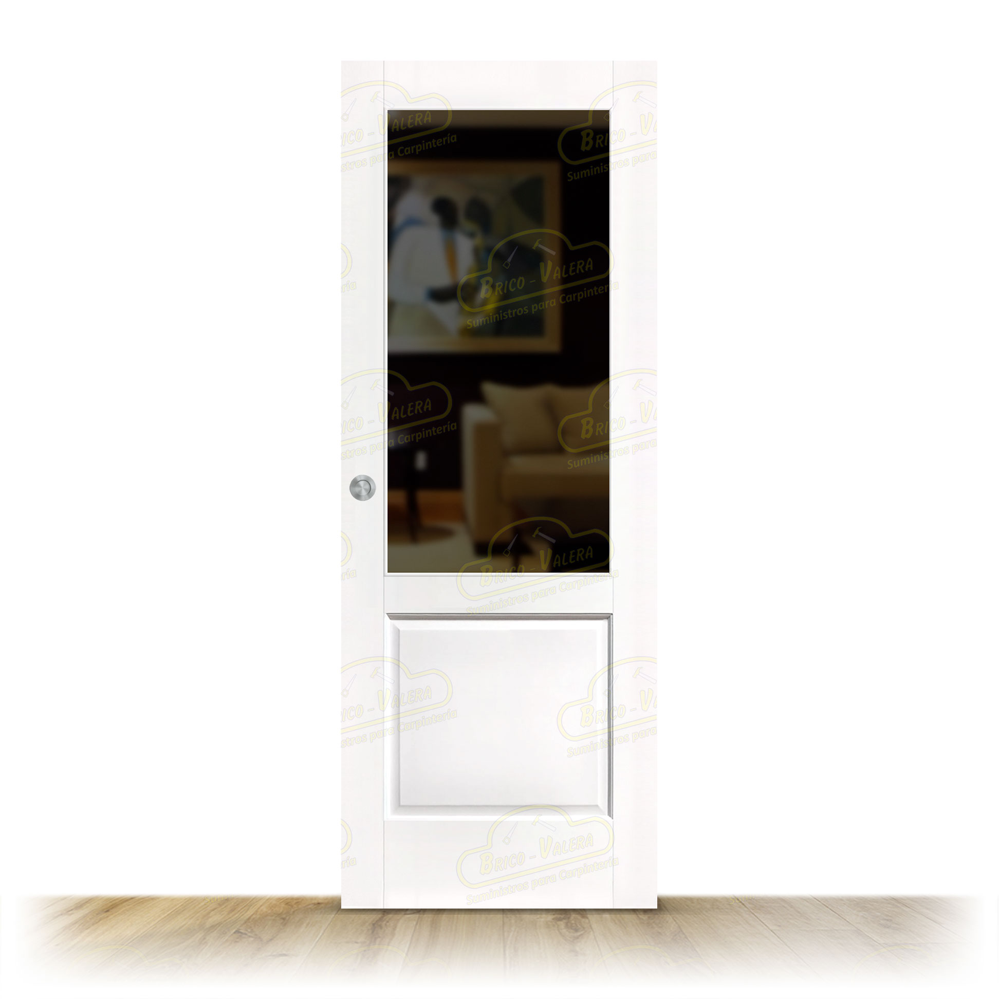 Puerta PM-120-R ZV1 Rústica de Interior de Madera Lacada en Blanco