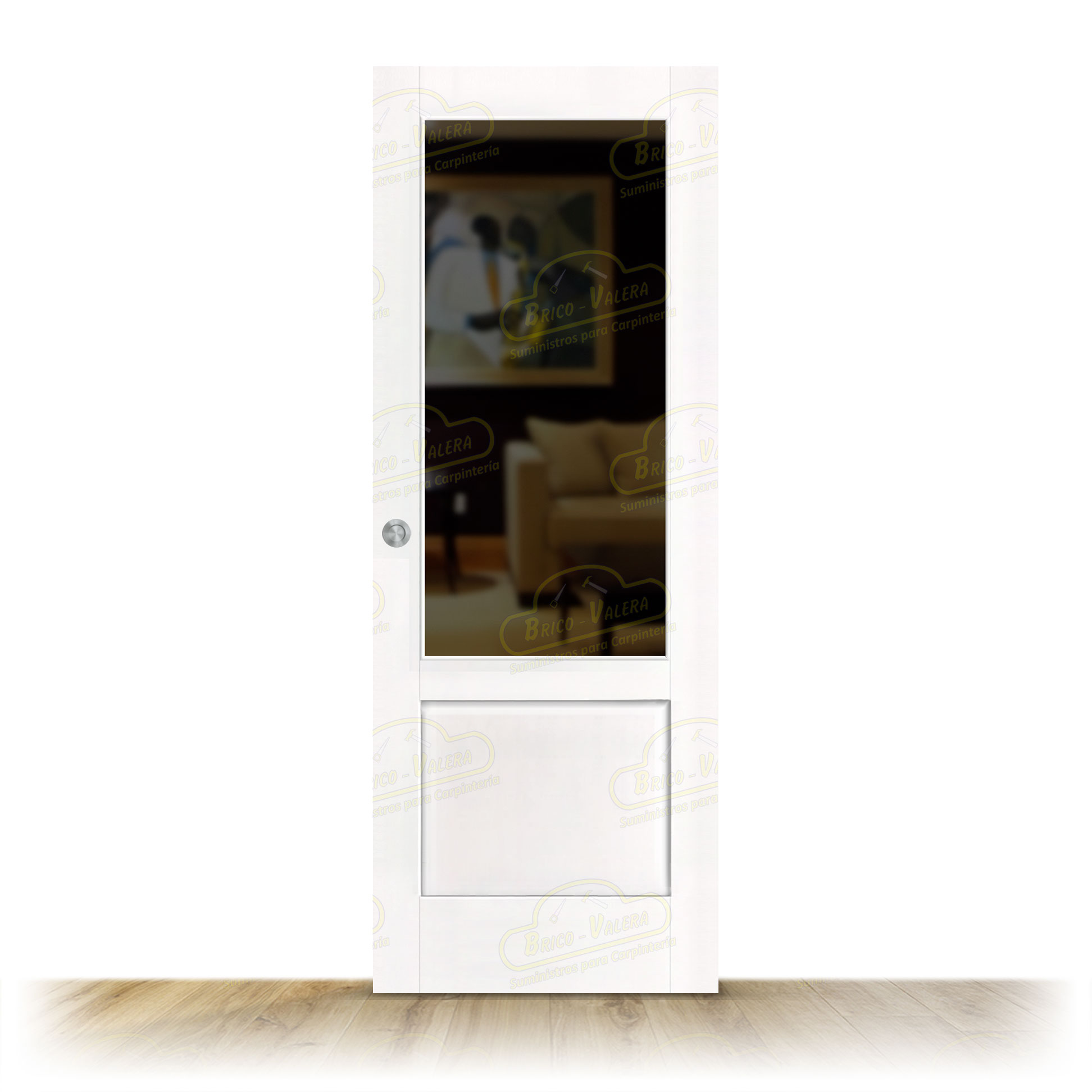 Puerta PM-120M-L ZV1 Rústica de Interior de Madera Lacada en Blanco