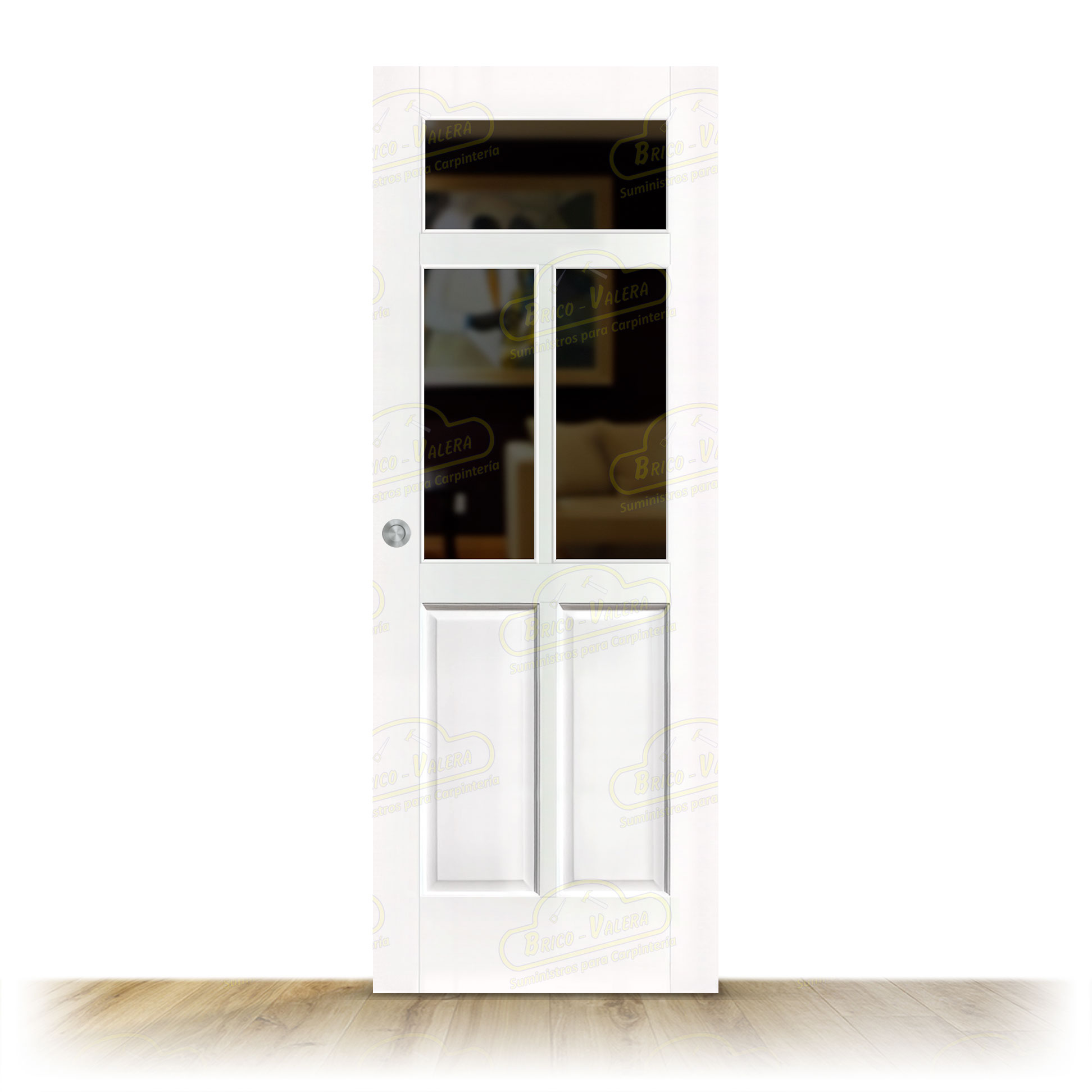 Puerta PM-401-R V3 Rústica de Interior de Madera Lacada en Blanco