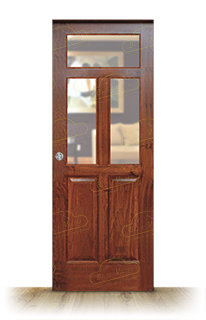 Puerta Corredera PM-401-R V3 de Interior Rústica Teñida Nogal Oscuro D-2915