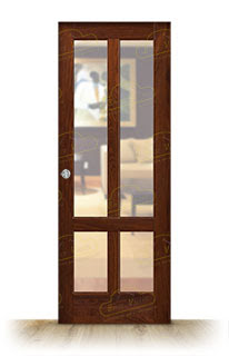 Puerta Corredera PM-480-L V4 de Interior Rústica Teñida Nogal D-2915