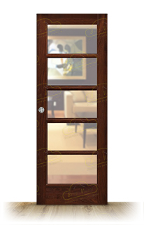 Puerta Corredera PM-530-L V5 de Interior Rústica Teñida Nogal D-2915