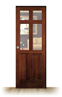 Puerta Corredera PM-6006-R V4 de Interior Rústica Teñida Nogal Oscuro D-2915