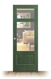 Puerta Corredera PM-700 V2 de Interior Rústica Teñida Verde Im-3915