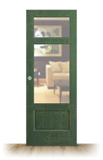 Puerta Corredera PM-700-R V2 de Interior Rústica Teñida Verde Im-3915