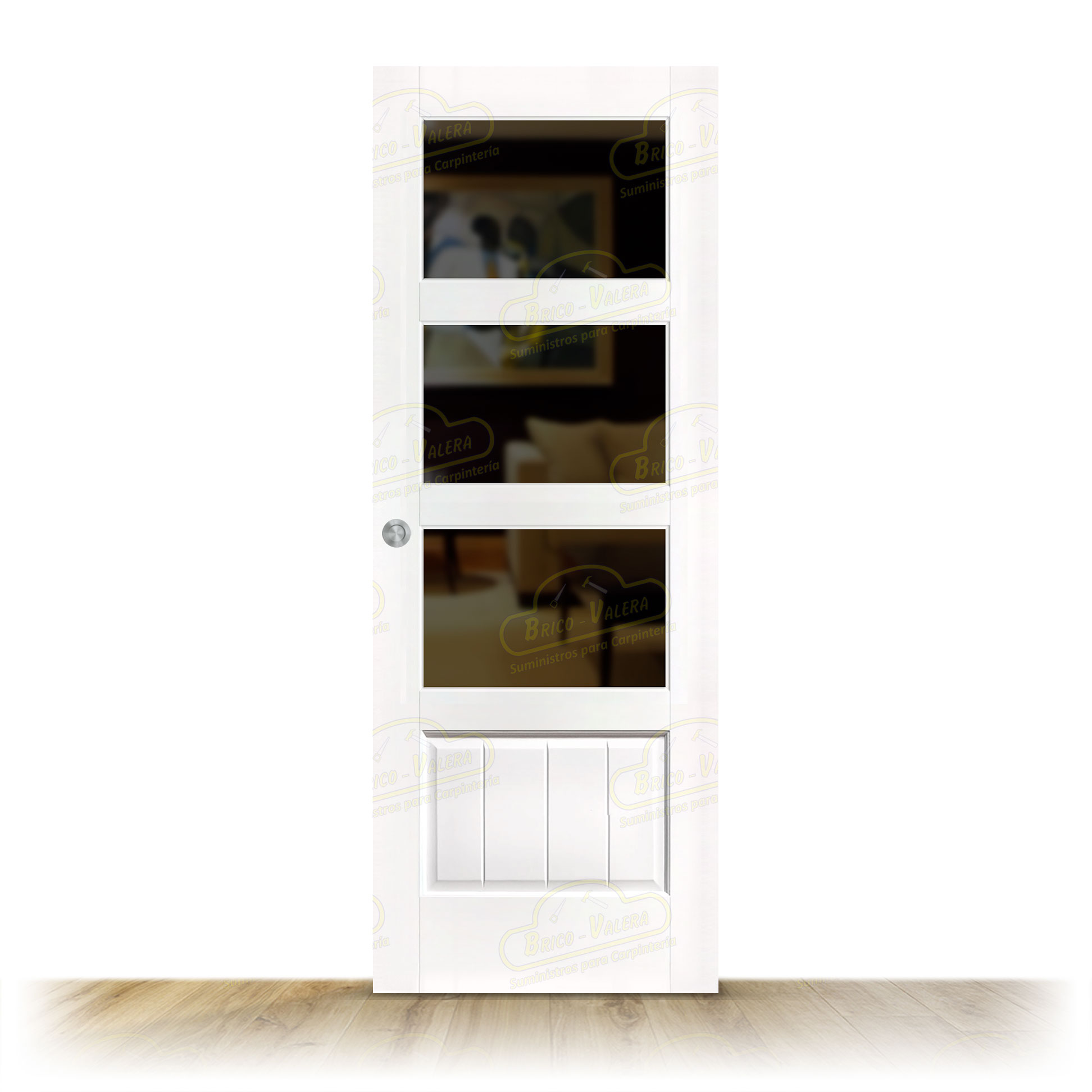 Puerta PM-9026-R V3 Rústica de Interior de Madera Lacada en Blanco