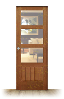Puerta Corredera PM-9026-R V3 de Interior Rústica Teñida Nogal Claro D-2915