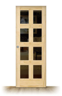 Puerta Corredera R-8-R V8 de Interior Rústica en Crudo