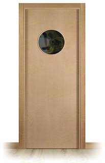 Puerta Maciza de Vaivén L1 Ojo de Buey Haya Moderna