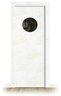 Puerta Maciza de Vaivén PL1 Ojo de Buey Lacada Blanca