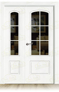 Puerta Doble de Salón con fijo P72-V6 Lacada Blanca de Interior en Block (Maciza)