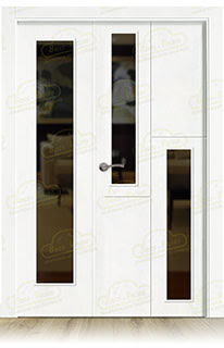 Puerta Doble de Salón más fijo PVT4-V2 Lacada Blanca de Interior en Block (Maciza)