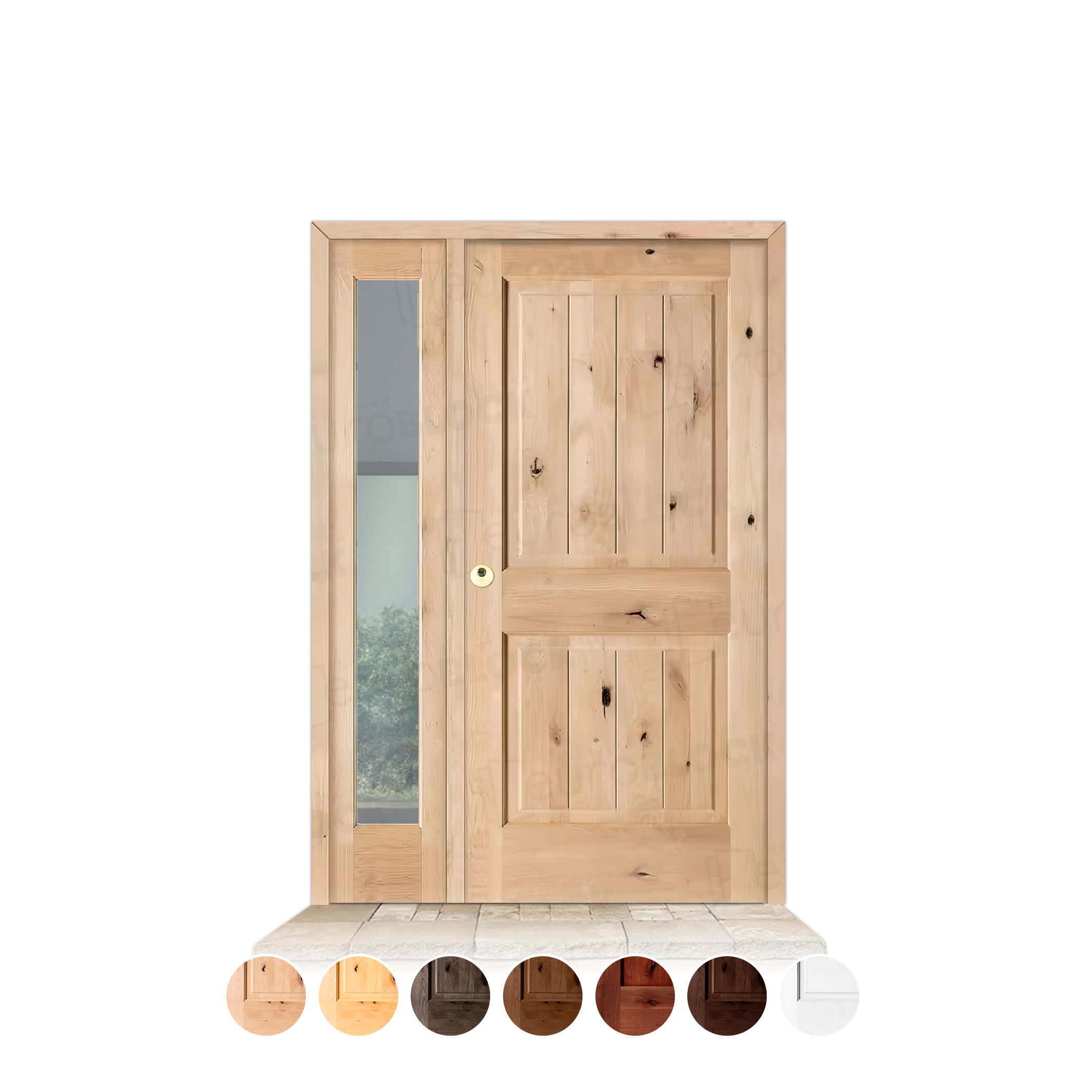 Puerta con Fijo Lateral Serie 2100 de Exterior en Madera Maciza