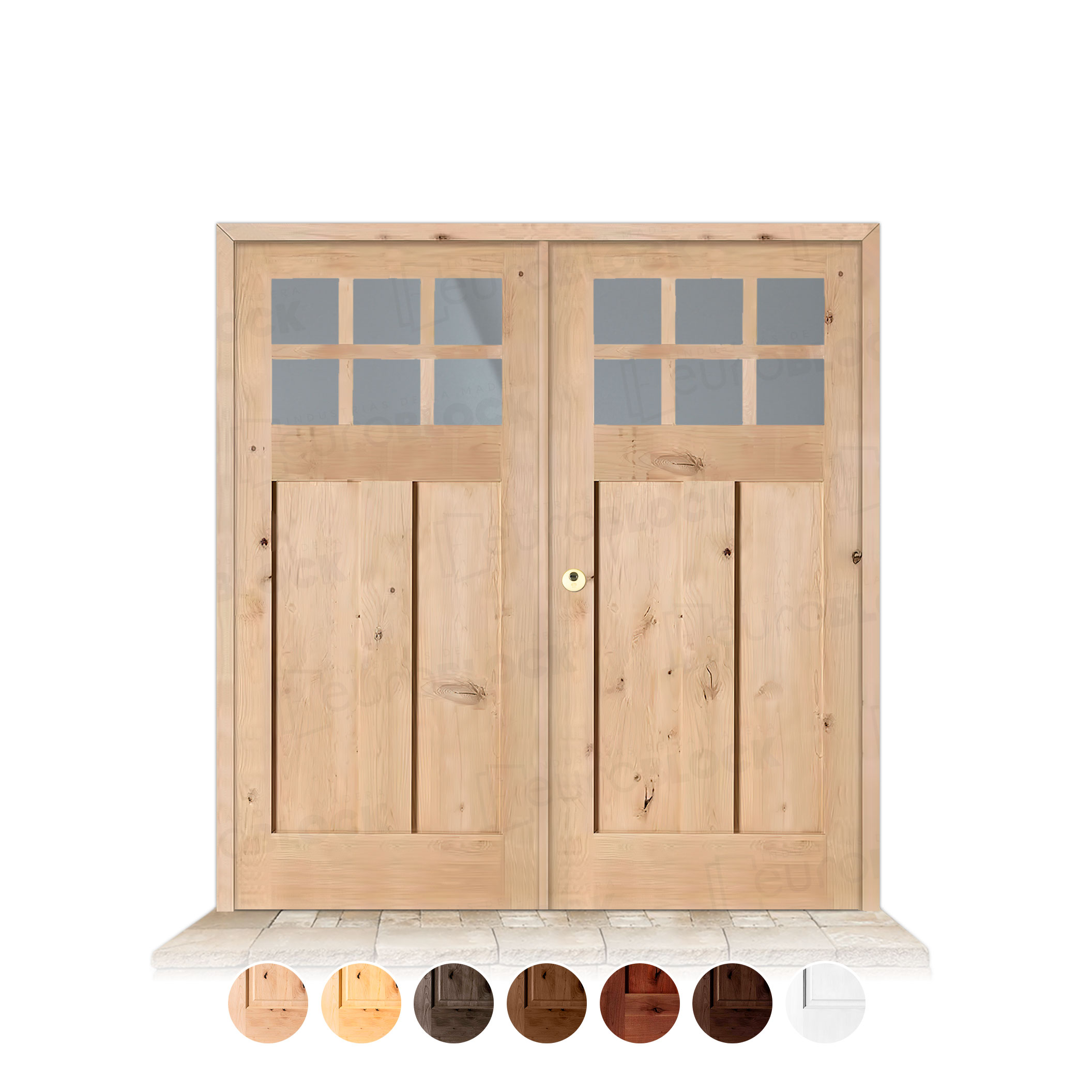 Puerta Doble Serie 4100-V6 de Exterior en Madera Maciza