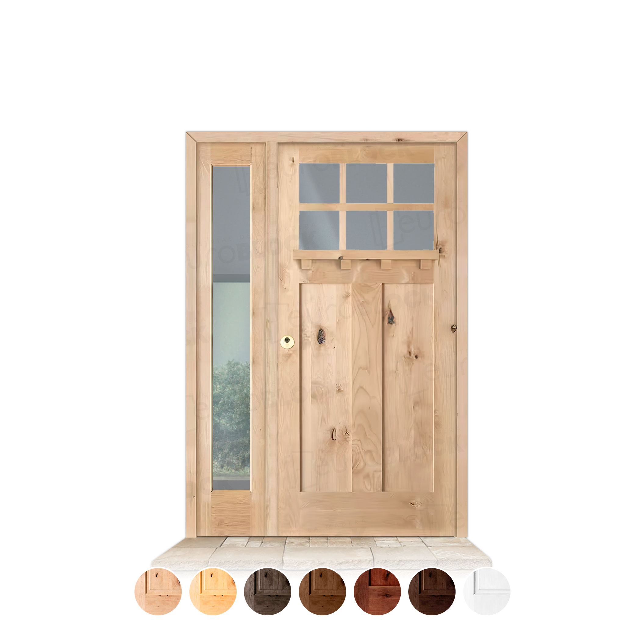 Puerta con Fijo Lateral Serie 4100-T-V6 de Exterior en Madera Maciza
