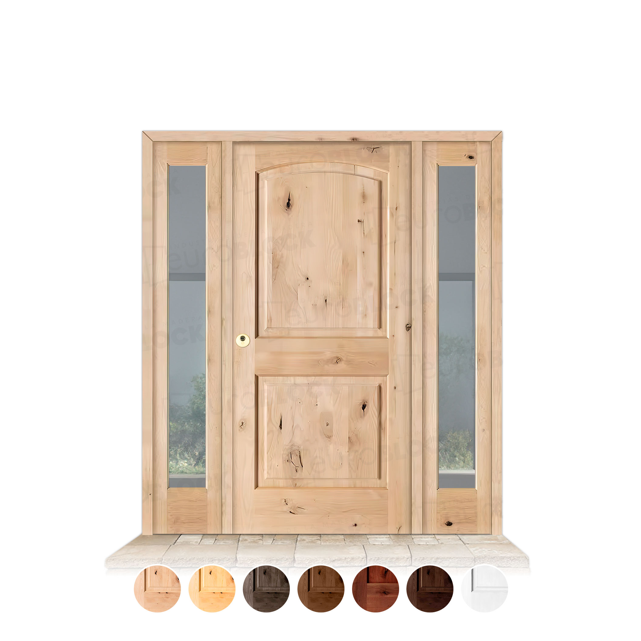 Puerta con Dos Fijos Serie 6100 de Exterior en Madera Maciza