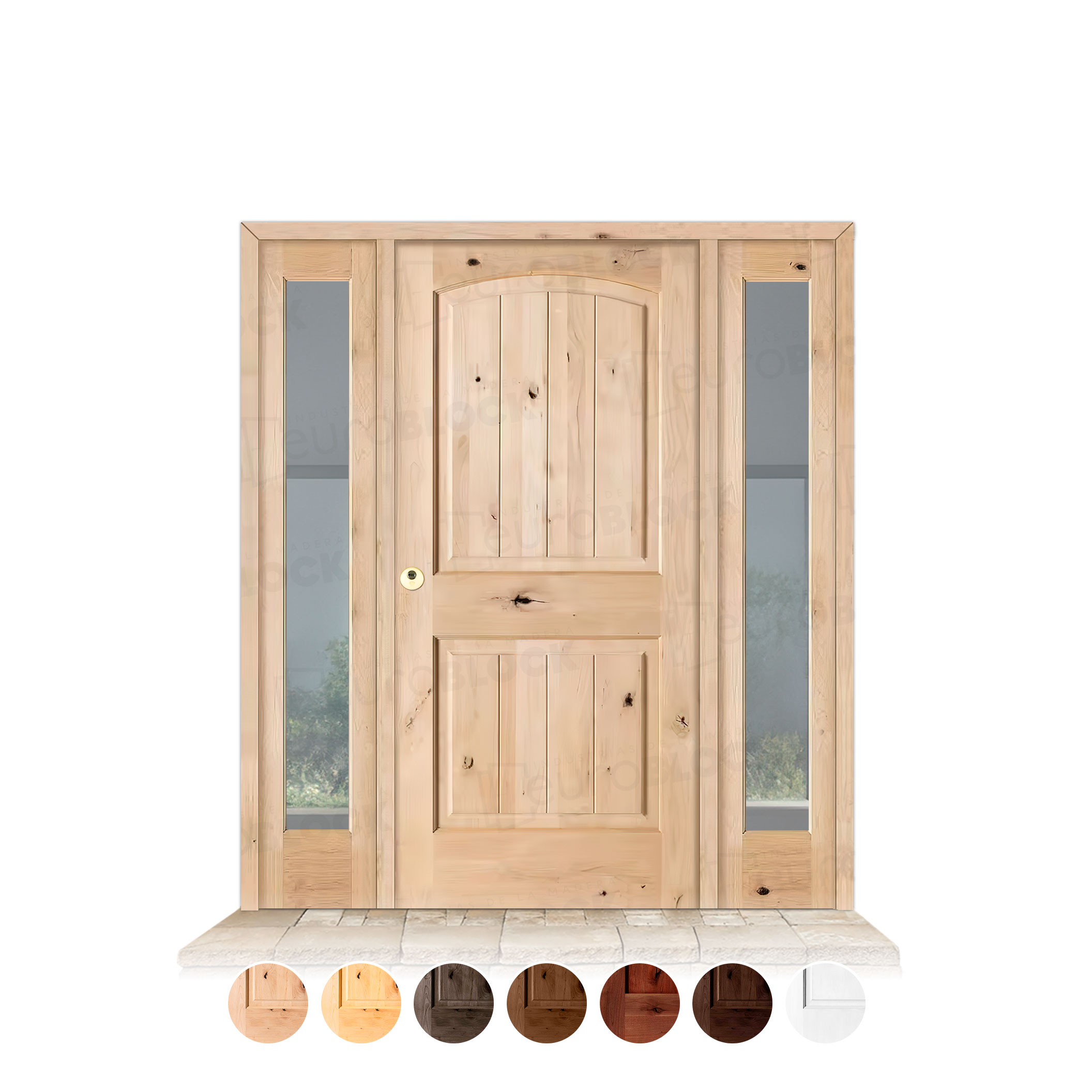 Puerta con Dos Fijos Serie 7100 de Exterior en Madera Maciza