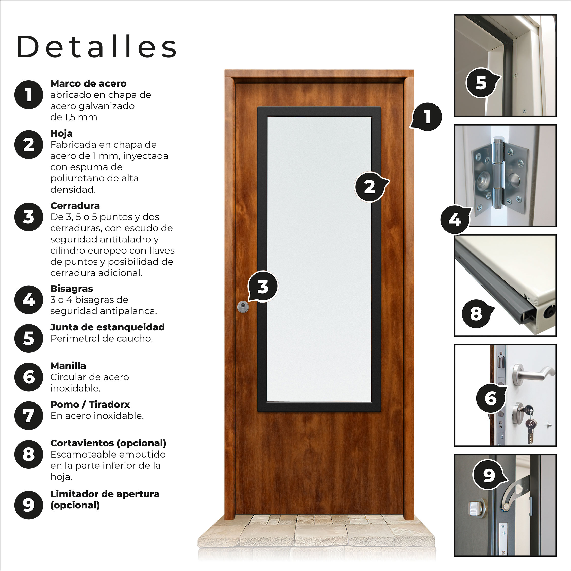 Puerta Galvanizada 1110-CR Cristal Una Cara Embero Saga 100