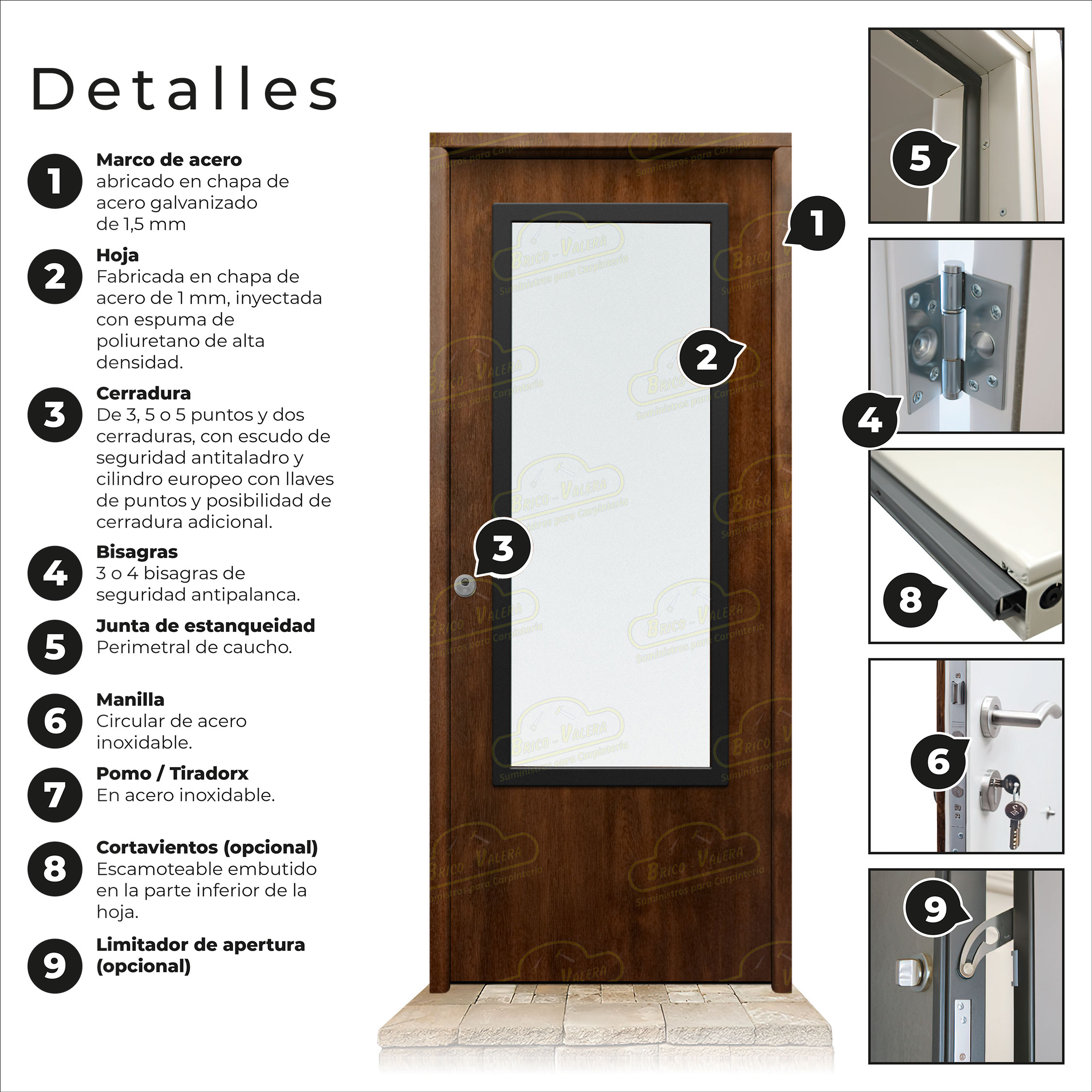 Puerta Galvanizada 1110-CR Cristal Una Cara Roble Viejo Saga 100