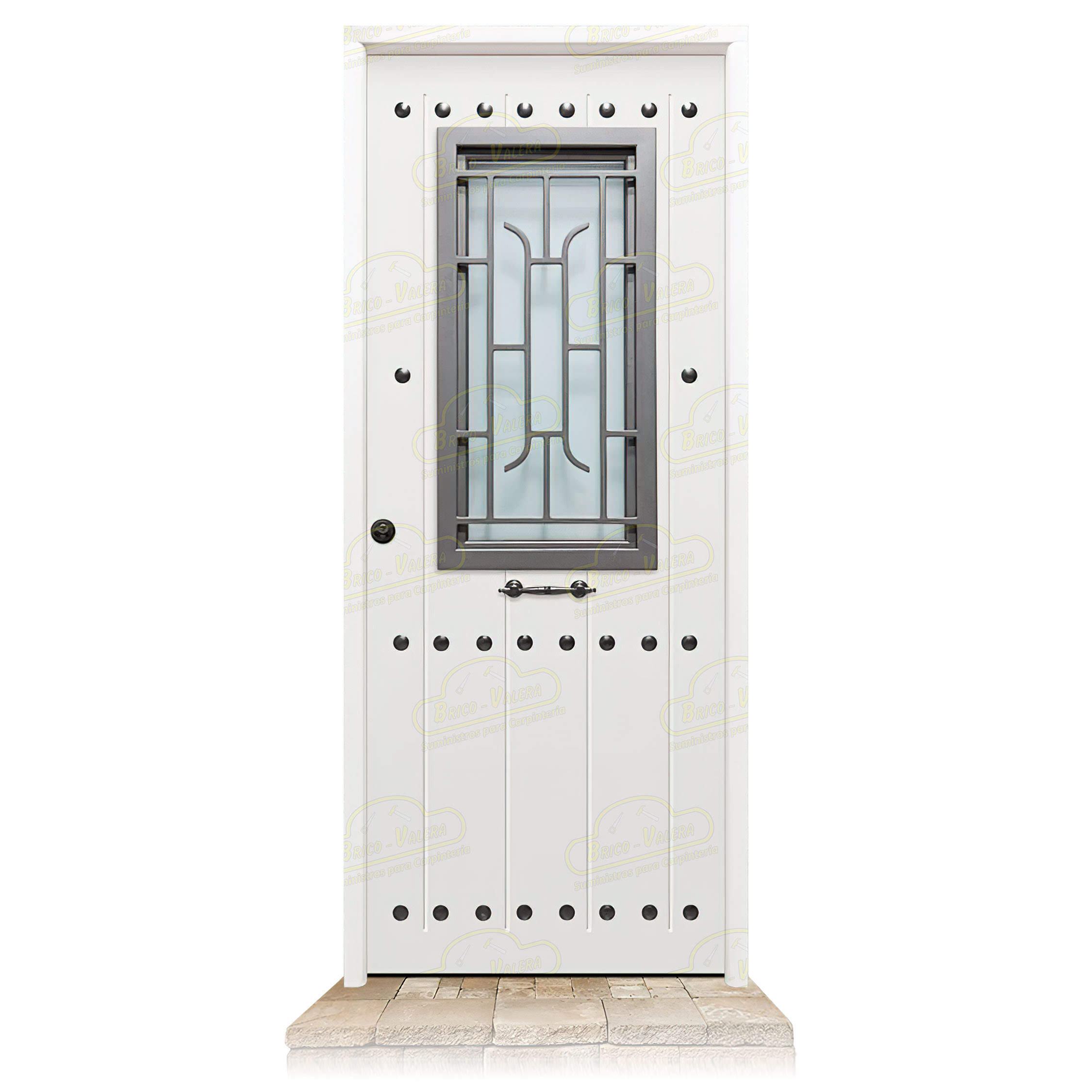 Puerta Galvanizada 1150 CL-CR-Reja Cristal Una Cara Blanca Saga 100