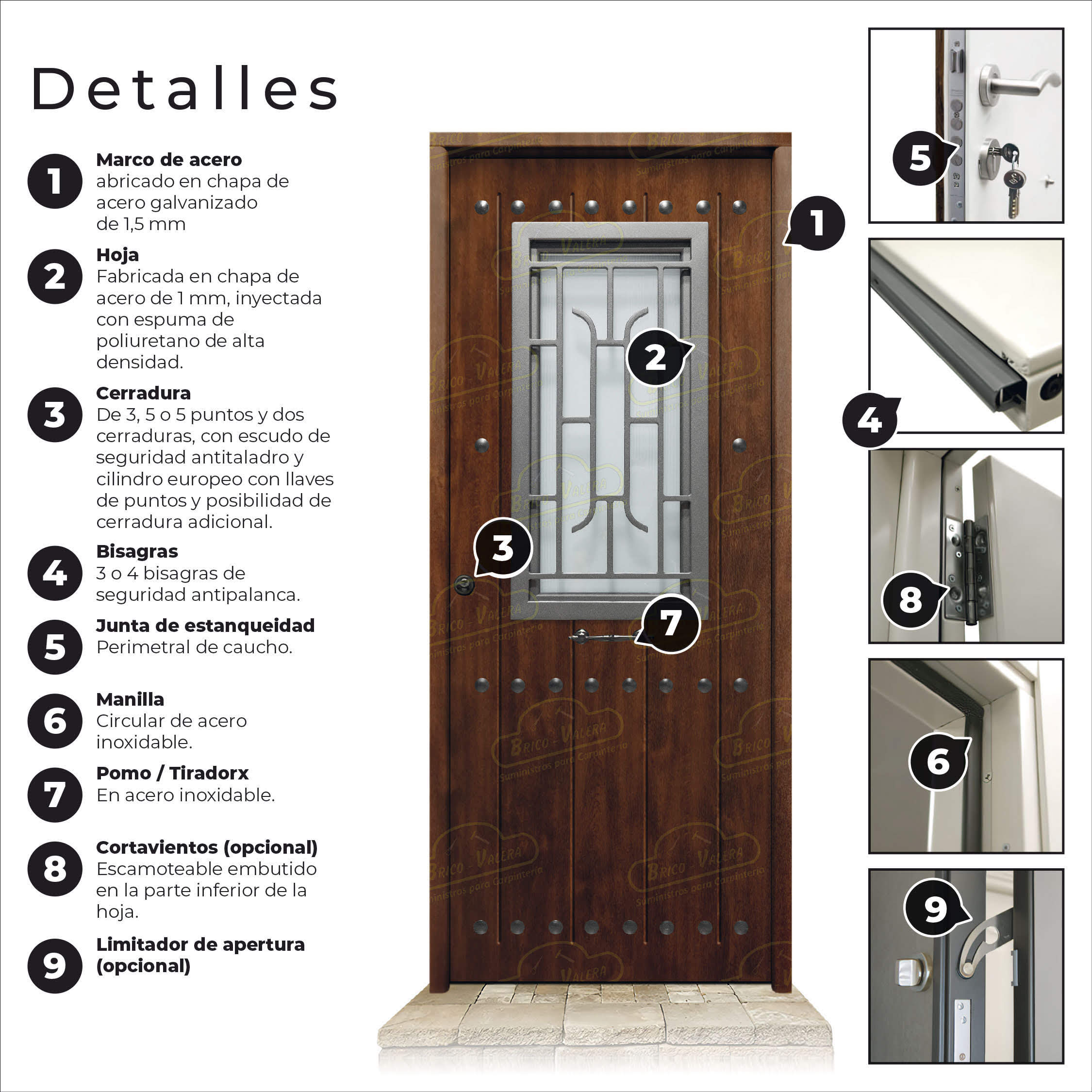 Puerta Galvanizada 1150 CL-CR-Reja / 1110 Cristal Embero Saga 100