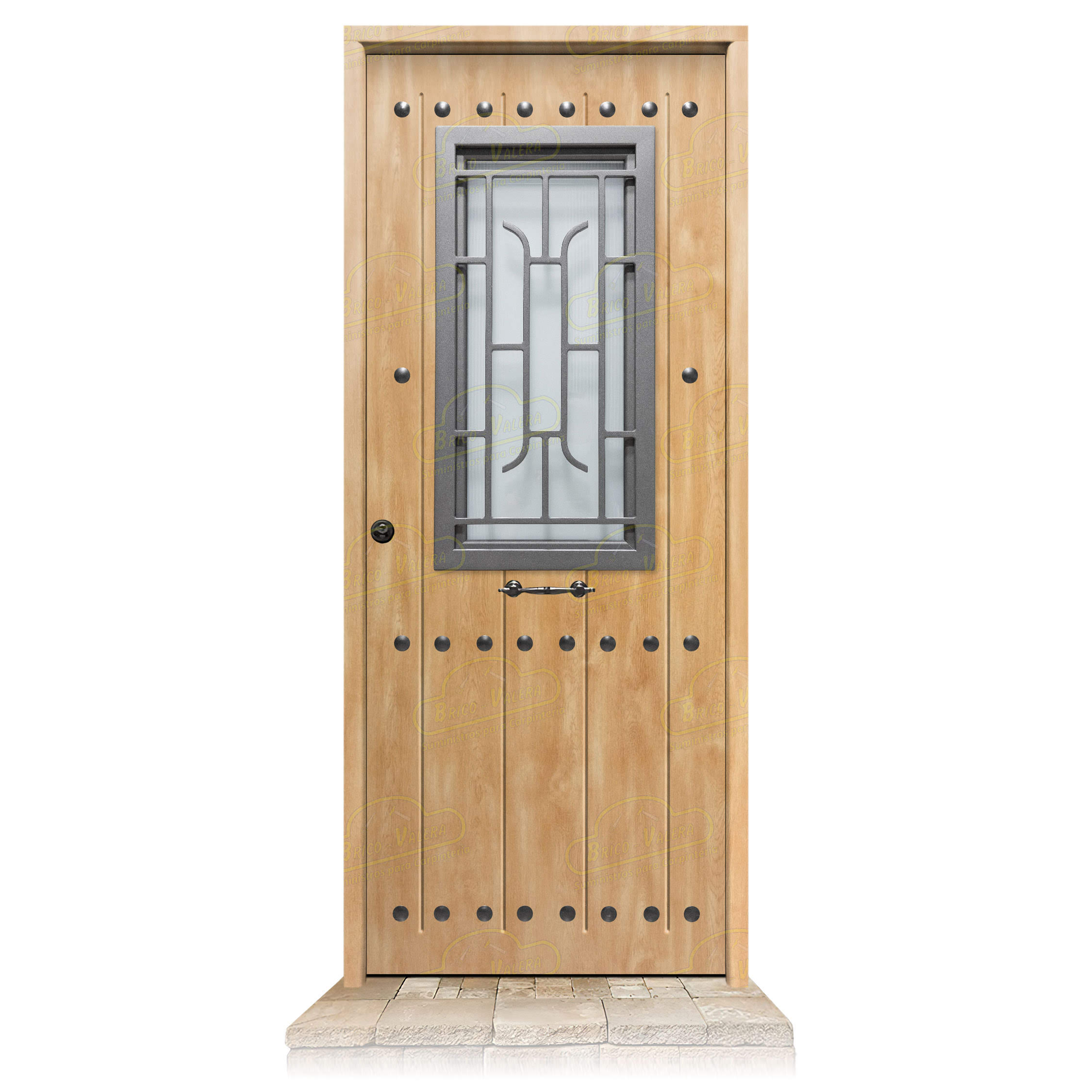 Puerta Galvanizada 1150 CL-CR-Reja / 1110 Cristal Roble Saga 100