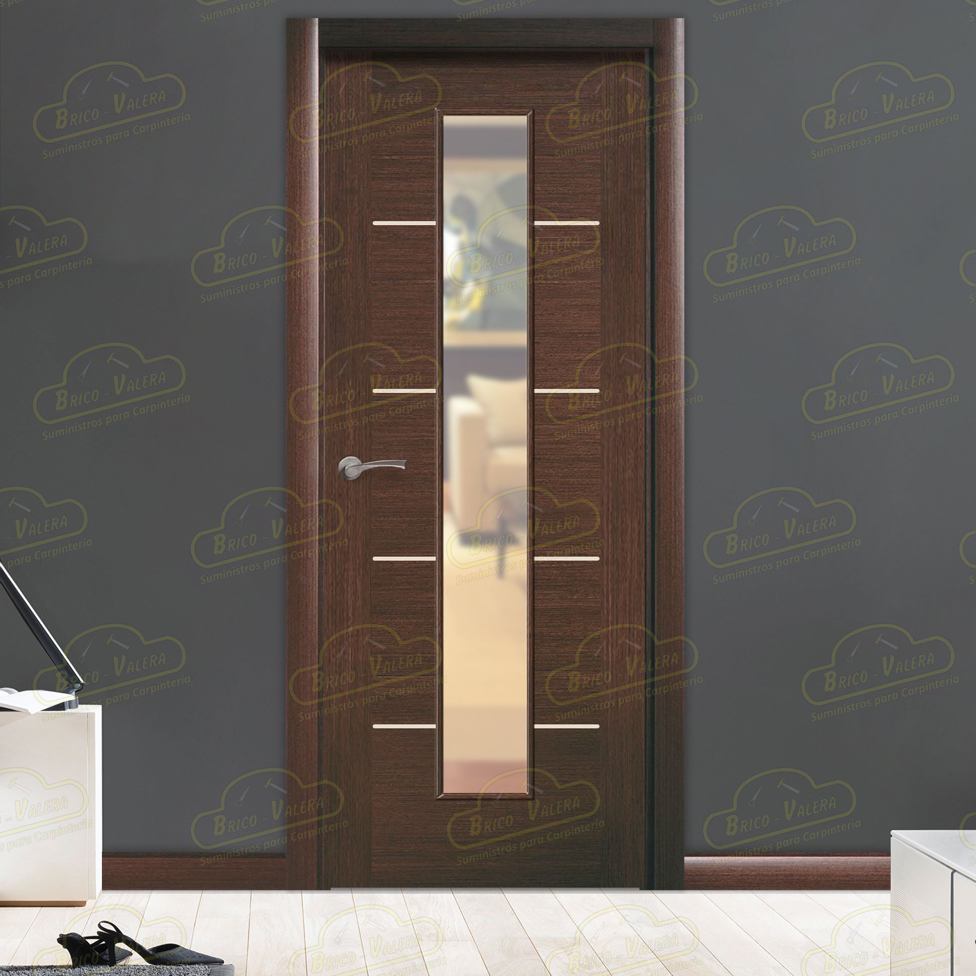 Puerta 7600 V1C Wengue Greca Blanca de Interior Moderna