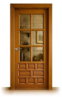 Puerta Castellana-R V6 Rústica de Interior de Madera Teñida Roble Envejecido D-2803