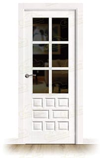 Puerta Castellana-R V6 Rústica de Interior de Madera Lacada en Blanco