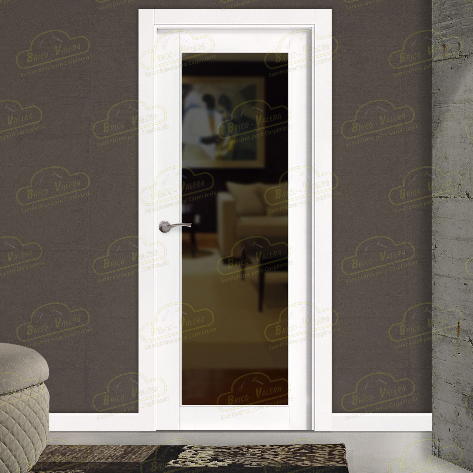 Puerta Gr005-L V1 Rústica de Interior de Madera Lacada en Blanco