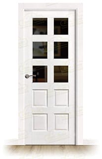 Puerta PM-02-R ZV6 Rústica de Interior de Madera Lacada en Blanco
