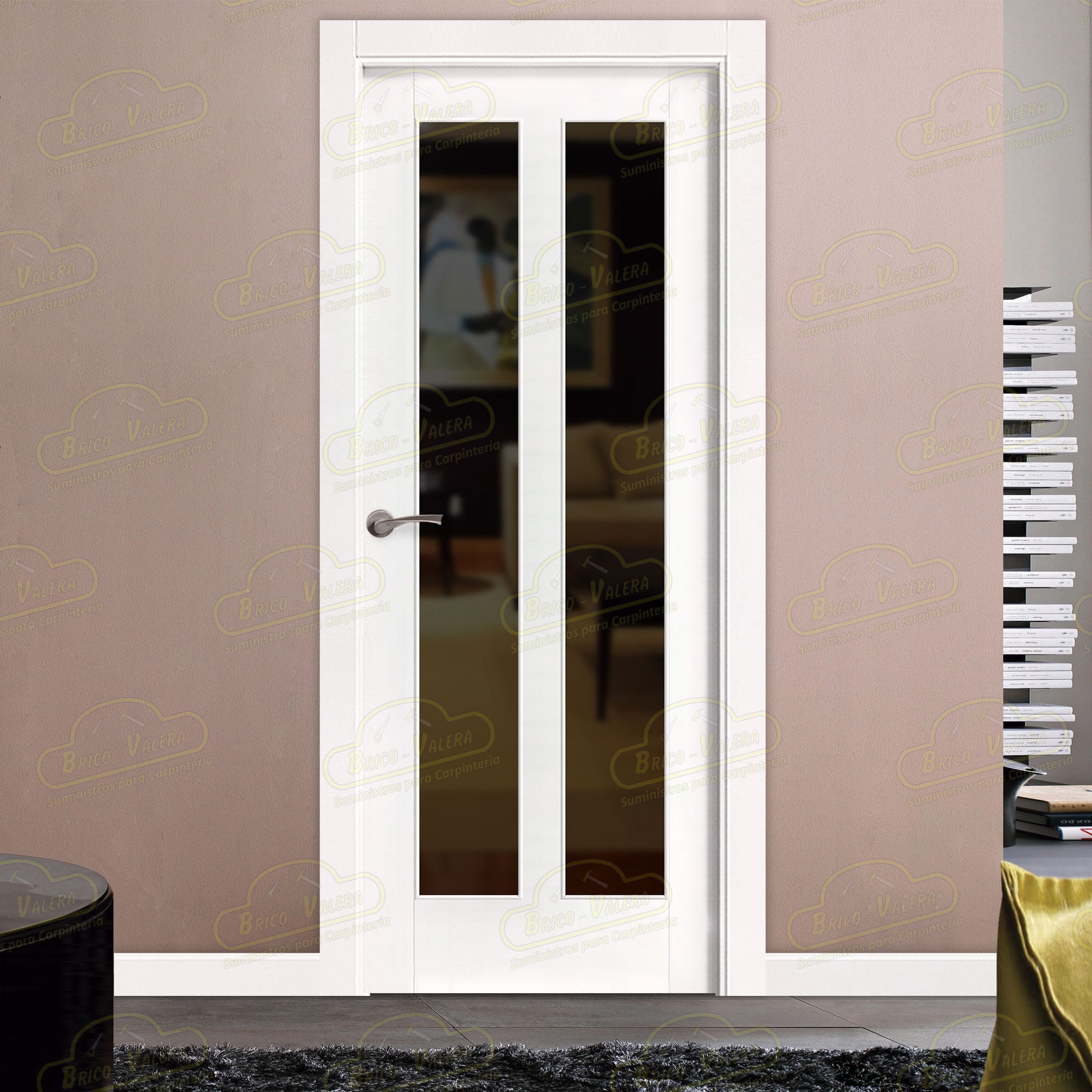 Puerta PM-1036-R V2 Rústica de Interior de Madera Lacada en Blanco