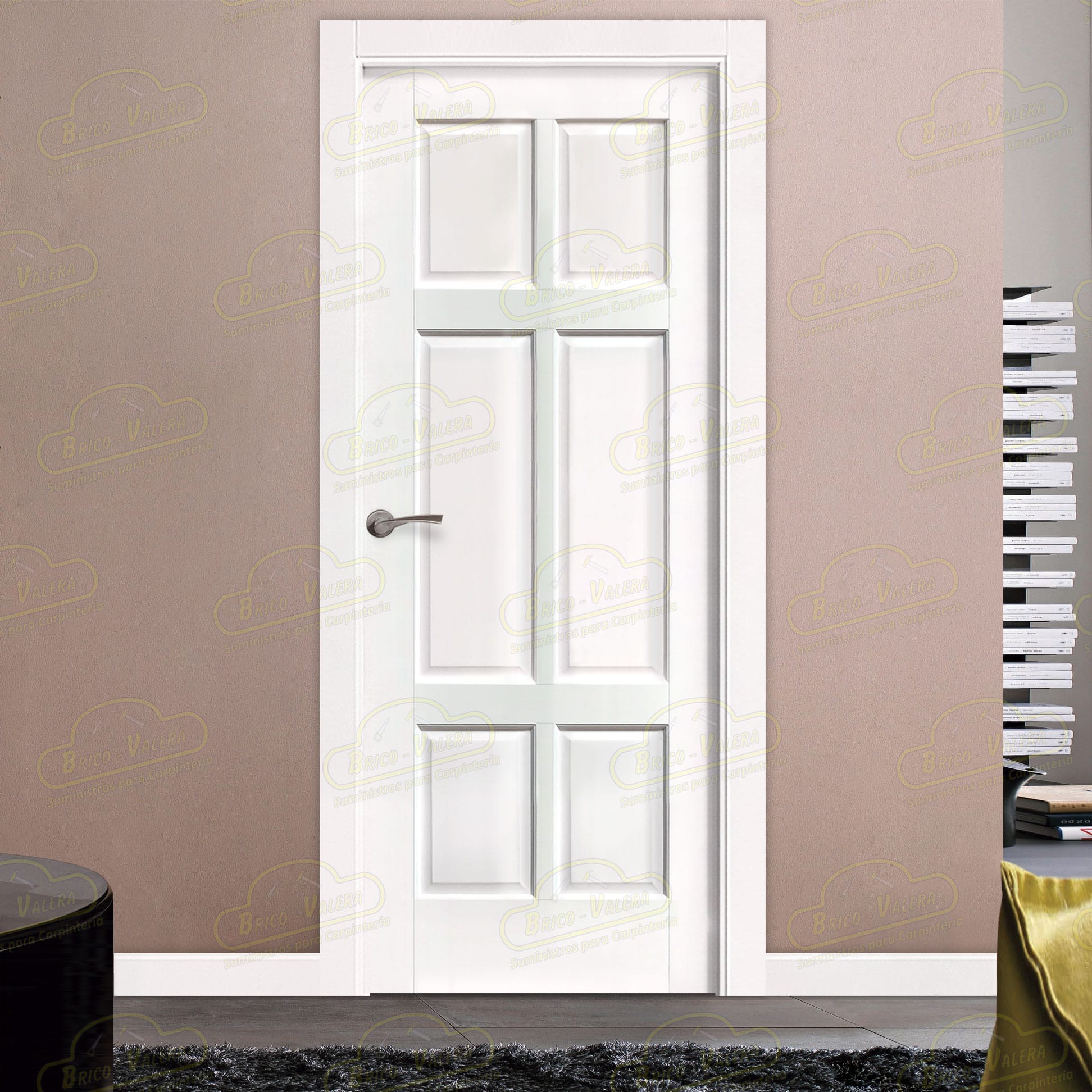 Puerta PM-1042-R Rústica de Interior de Madera Lacada en Blanco