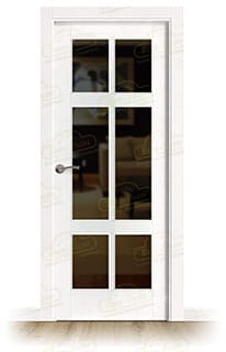 Puerta PM-1042-R V6 Rústica de Interior de Madera Lacada en Blanco