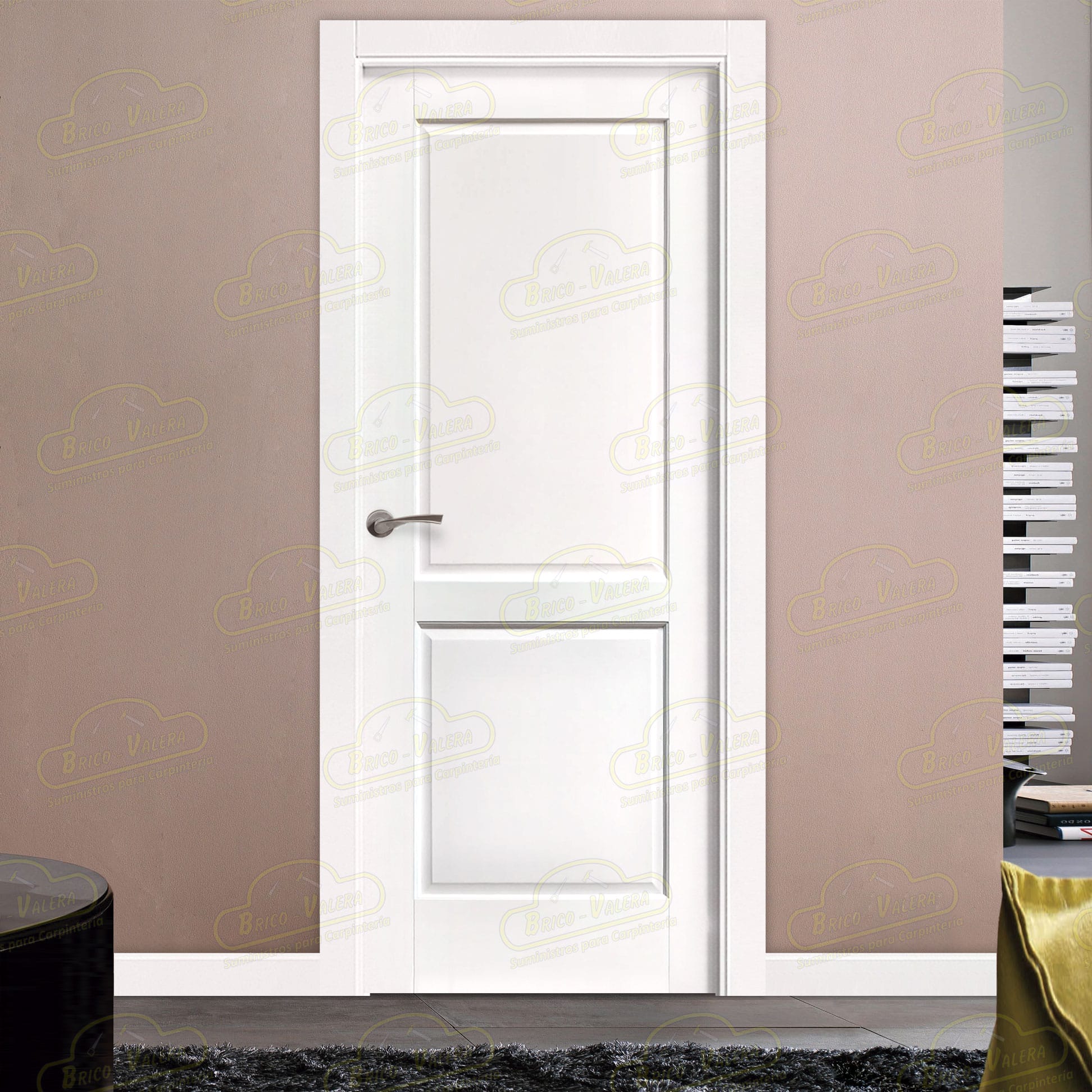Puerta PM-1045-R Rústica de Interior de Madera Lacada en Blanco