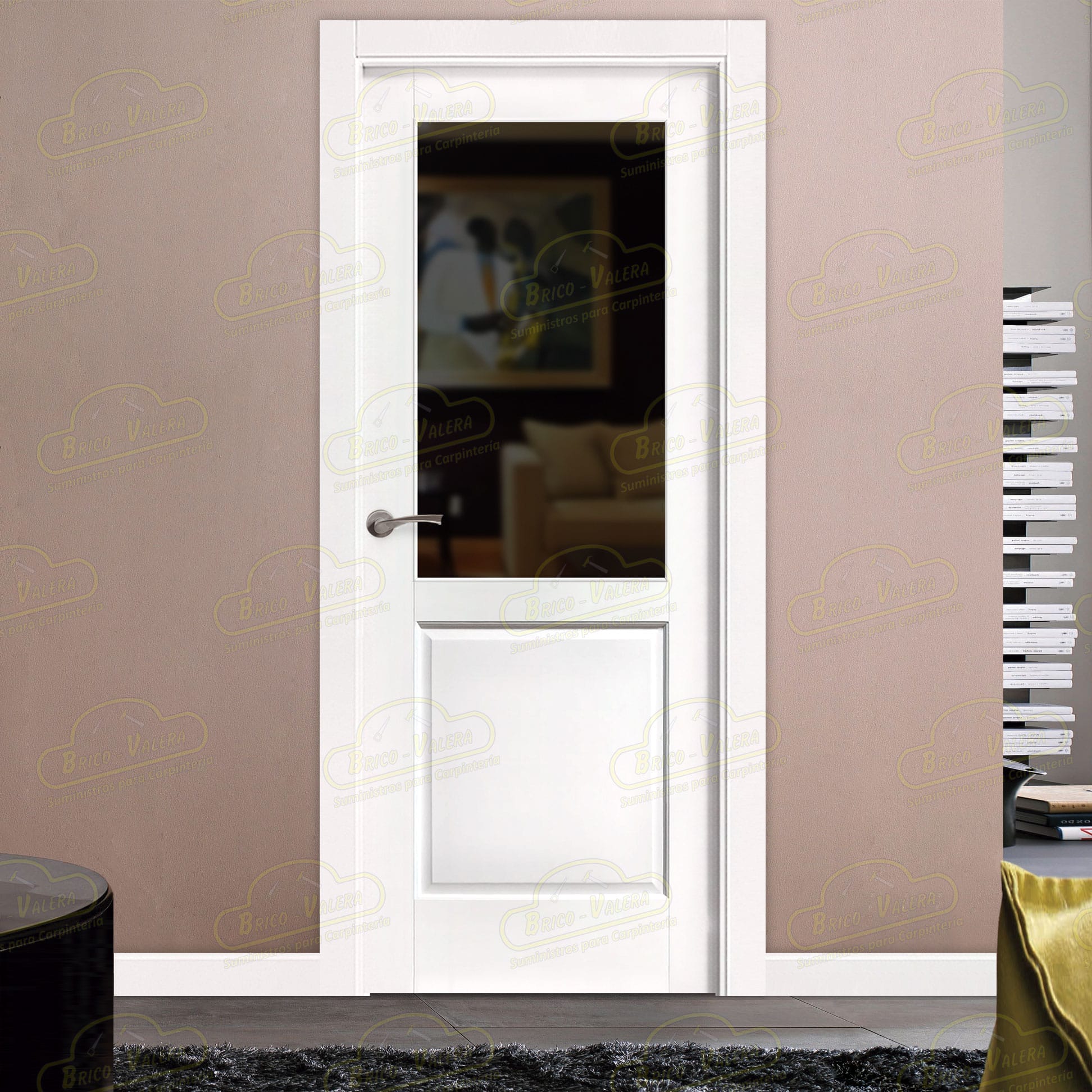 Puerta PM-1045-R ZV1 Rústica de Interior de Madera Lacada en Blanco