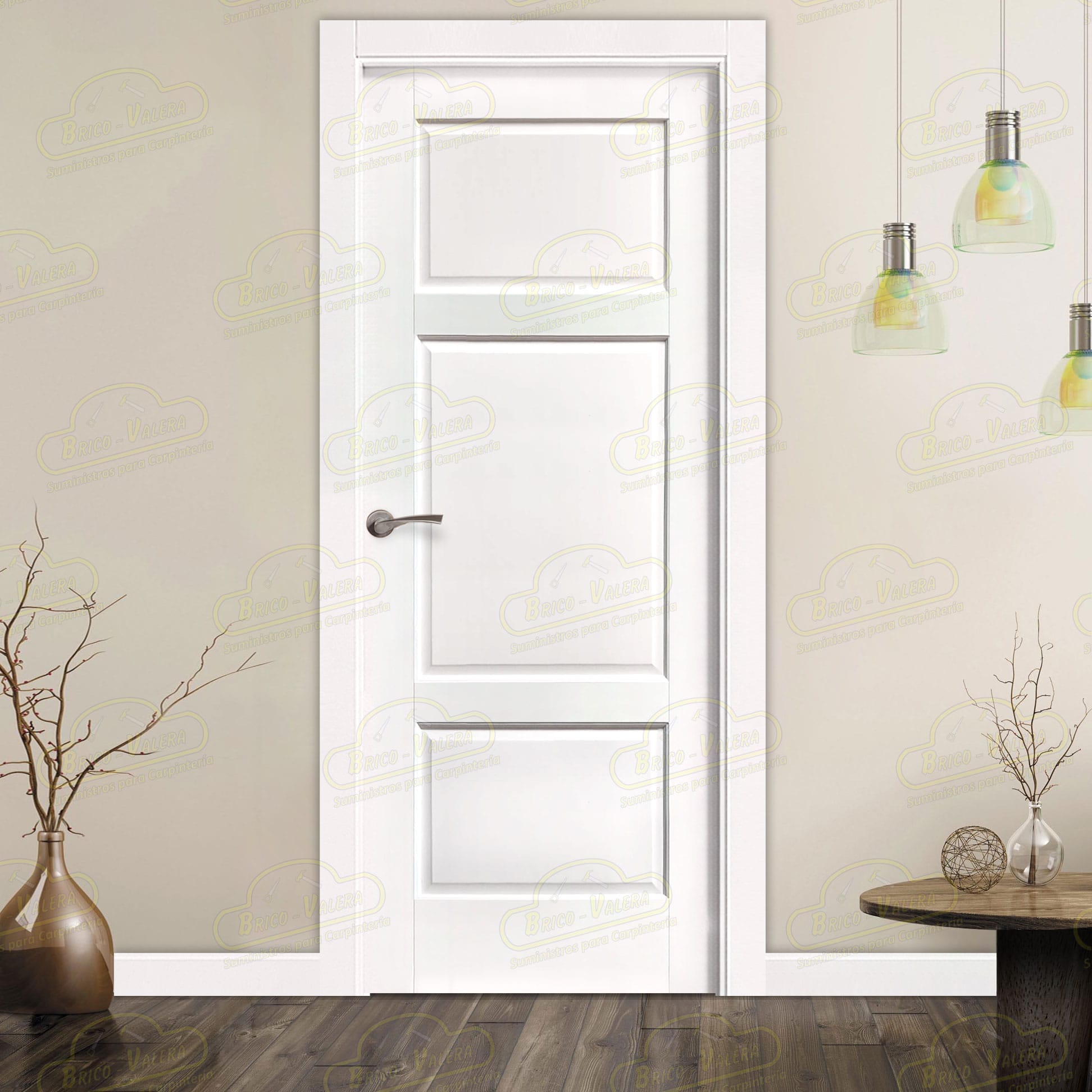 Puerta PM-1069-R Rústica de Interior de Madera Lacada en Blanco