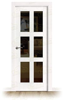 Puerta PM-1087-R V6 Rústica de Interior de Madera Lacada en Blanco