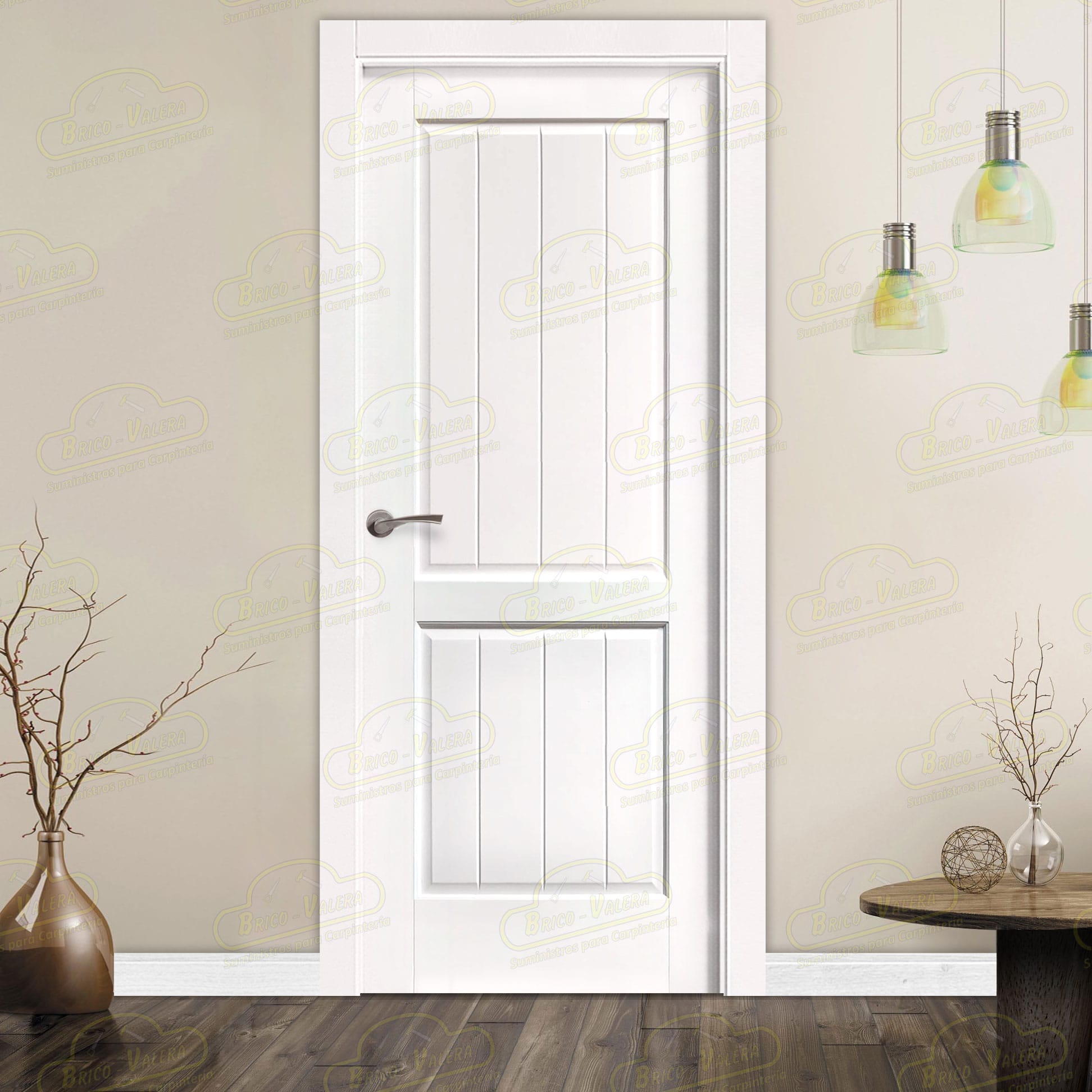 Puerta PM-1097-R Rústica de Interior de Madera Lacada en Blanco