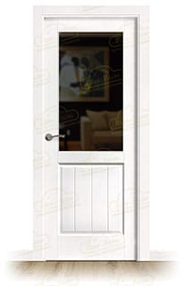 Puerta PM-1097-R ZV1 Rústica de Interior de Madera Lacada en Blanco