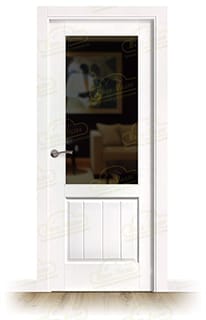 Puerta PM-1099-R ZV1 Rústica de Interior de Madera Lacada en Blanco