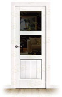 Puerta PM-1100-R V2 Rústica de Interior de Madera Lacada en Blanco
