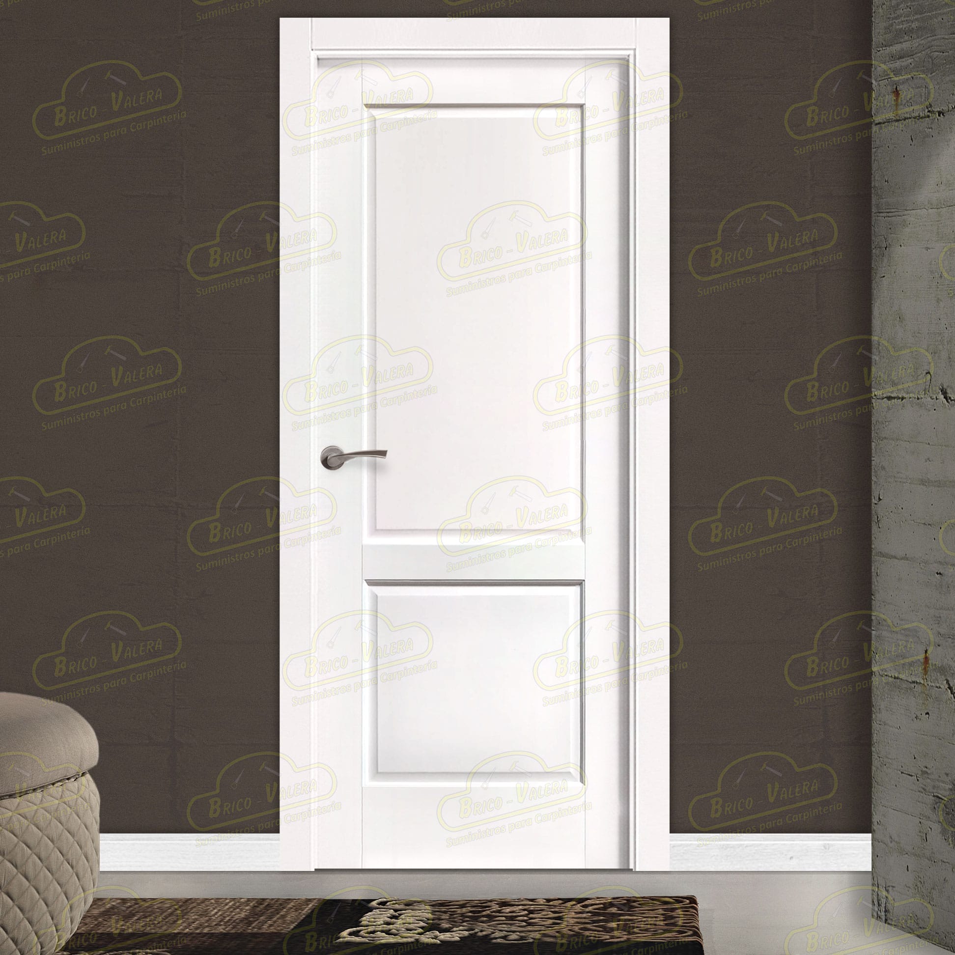 Puerta PM-1109-R Miel Rústica de Interior de Madera Lacada en Blanco