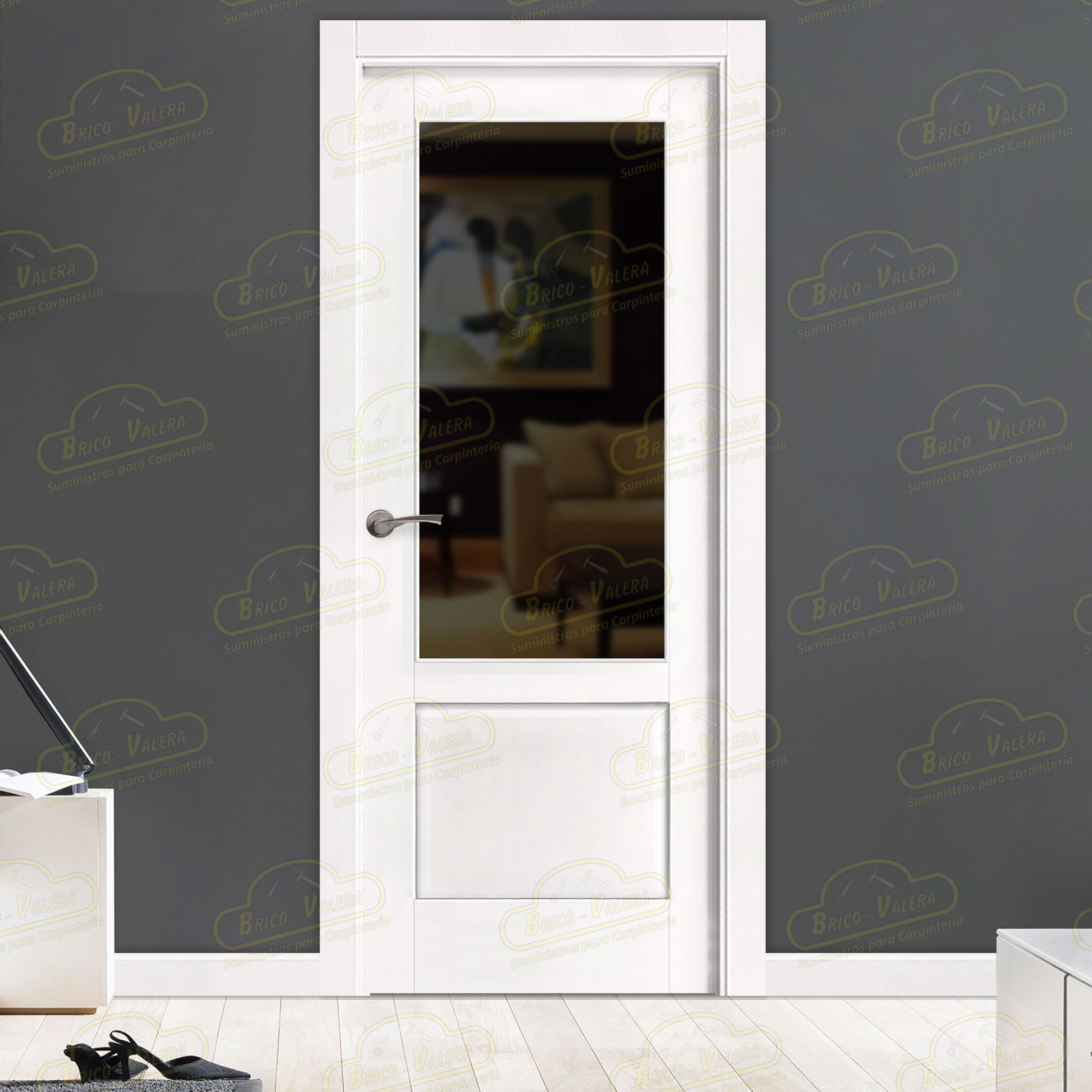 Puerta PM-120-R ZV1 Rústica de Interior de Madera Lacada en Blanco