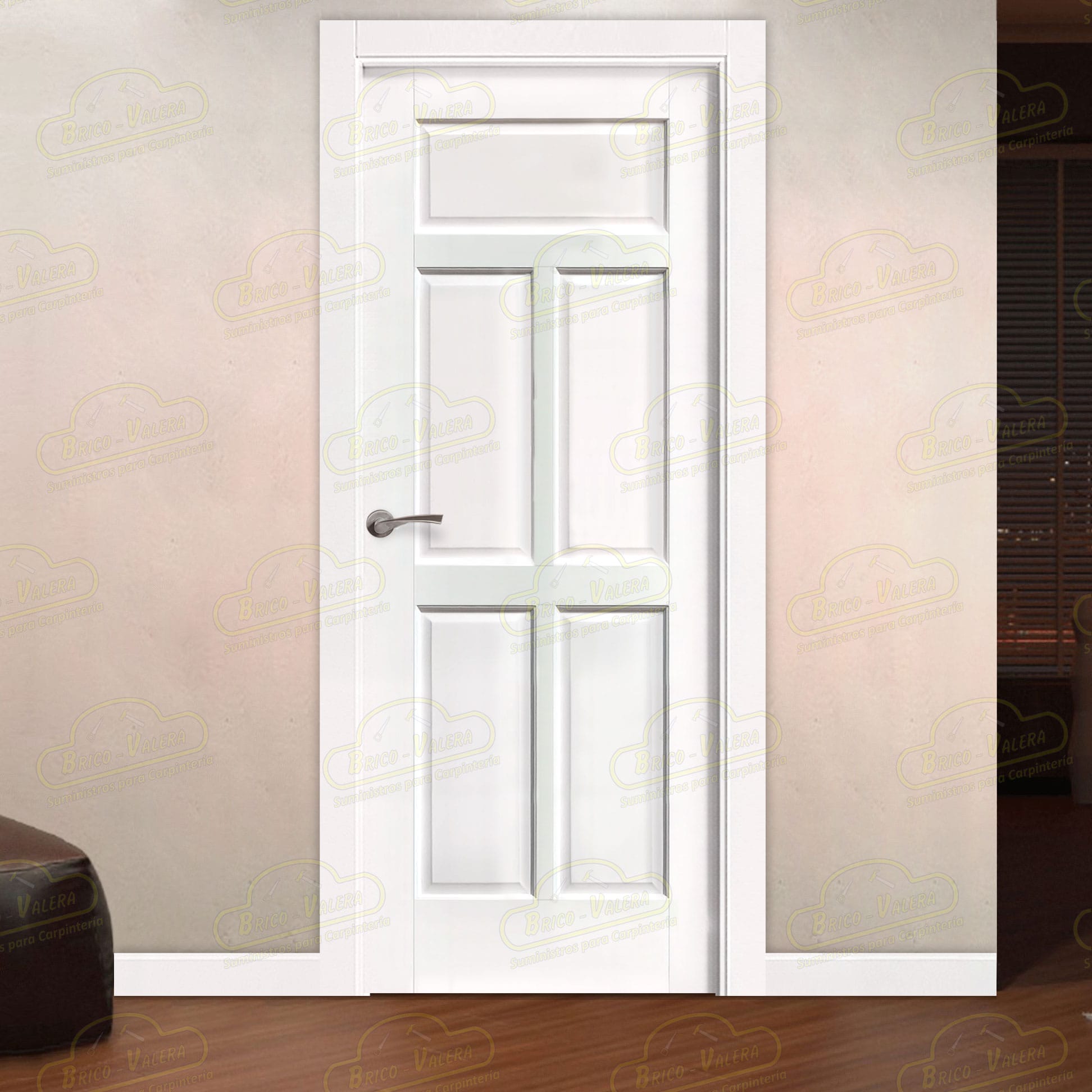 Puerta PM-401-R Rústica de Interior de Madera Lacada en Blanco
