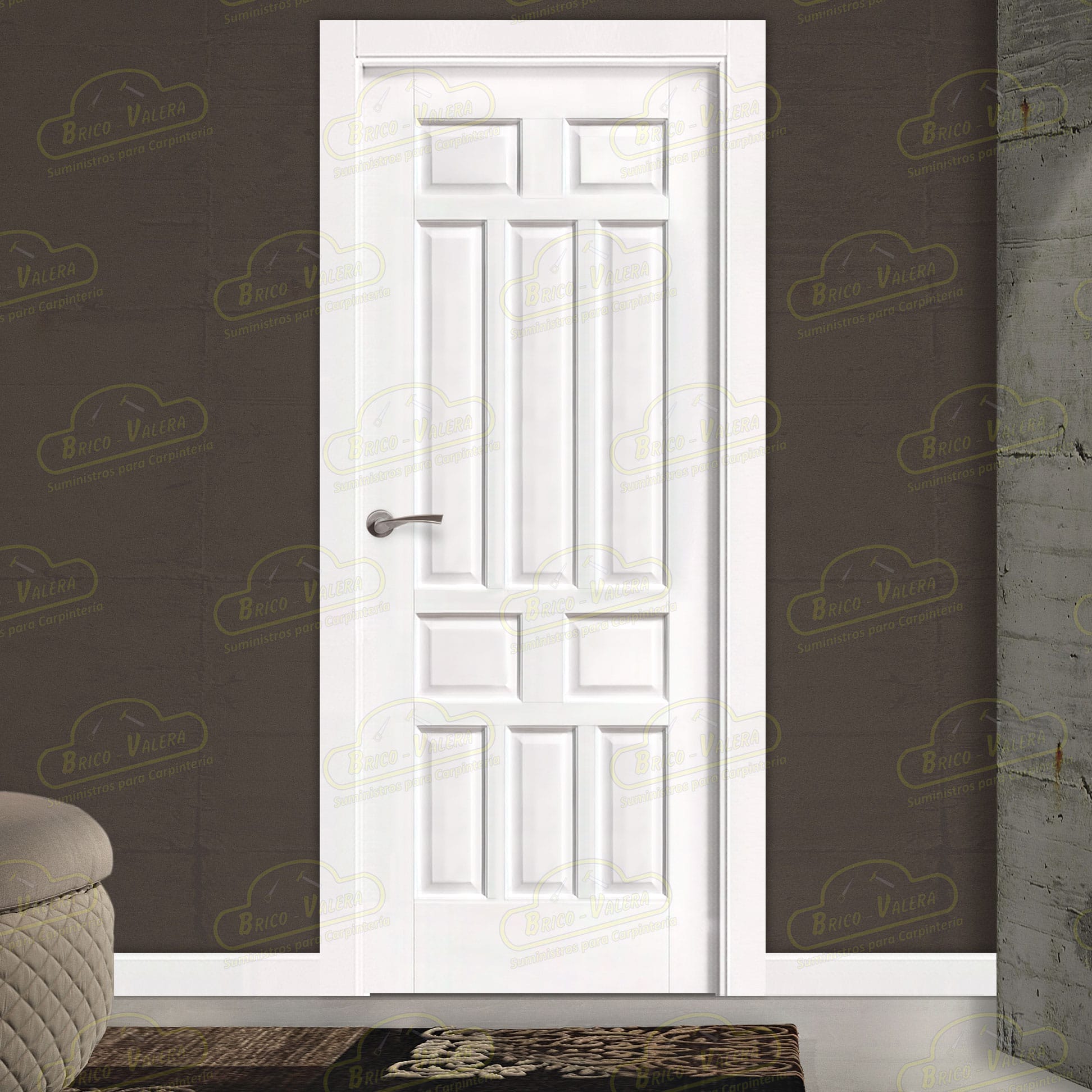 Puerta PM-890-R Rústica de Interior de Madera Lacada en Blanco